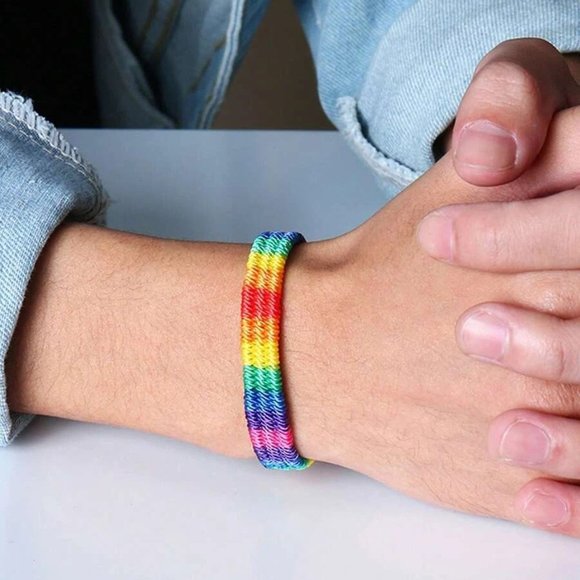 🌈Rainbow Color Block Friendship Bracelet LGBTQ Gay Pride - Picture 2 of 5